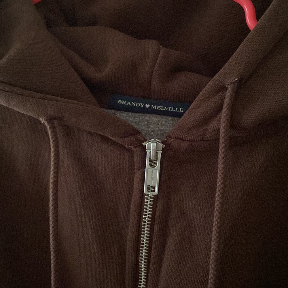 Brandy Melville Christy Hoodie Chocolate Zip Up Ove… Gem
